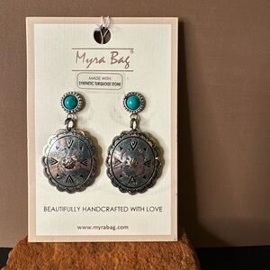 NWT Myra Bag Silver and Turquoise "Spontaneous Light" Earrings